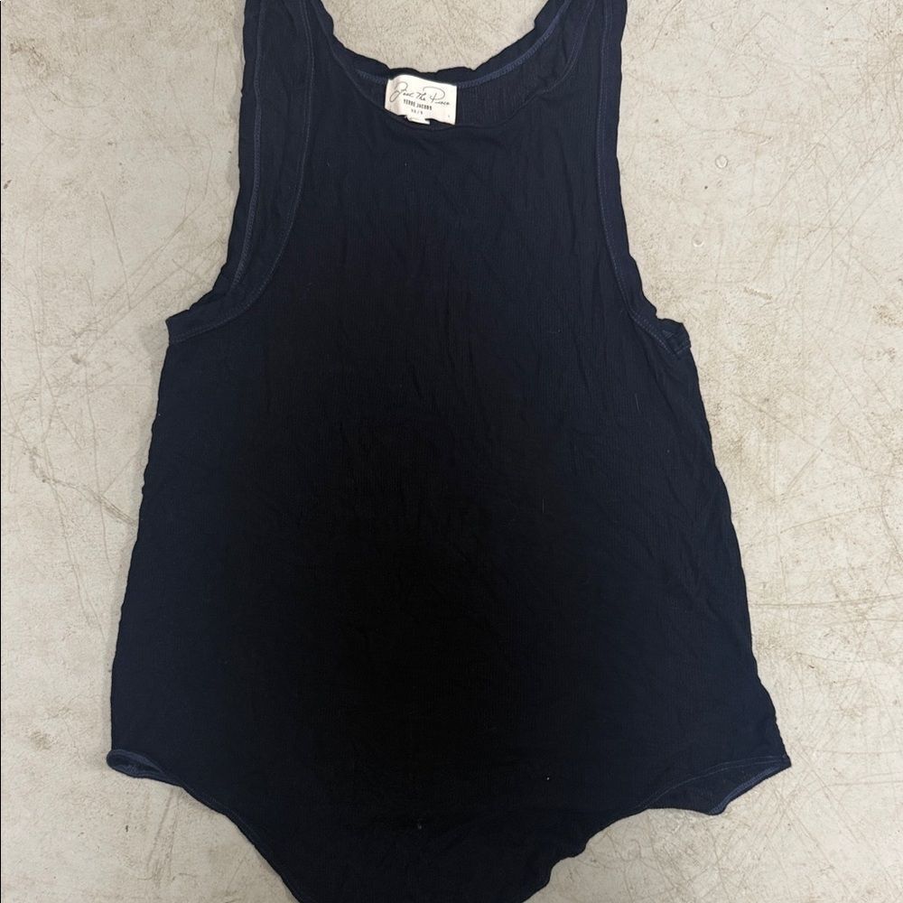 Feel The Piece Navy Ribbed Tank Top Long Tank Super Soft Size XS